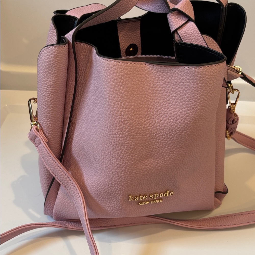 kate spade Pebbled Leather Lavender Hand or Shoulder Bag with Gold Hardware - Picture 11 of 15